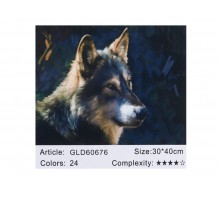Алмазная мозаика по номерам 30*40 Волк карт уп. (холст на раме)
