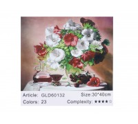 Алмазная мозаика по номерам 30*40 Полевой букет карт уп. (холст на раме)