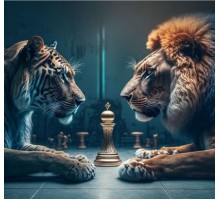 Набір для творчості алмазна картина Тигр з левом Strateg розміром 30х30 см (HEE13830)